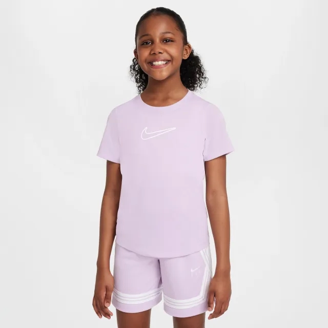 Nike One Fitted Older Kids' (Girls') Dri-FIT Short-Sleeve Top - Purple - Recycled Polyester