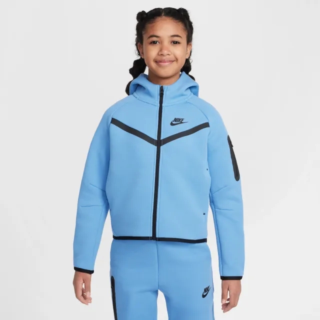 Nike Sportswear Tech Fleece Girls' Full-Zip Hoodie - Blue - Sustainable Blends Minimum