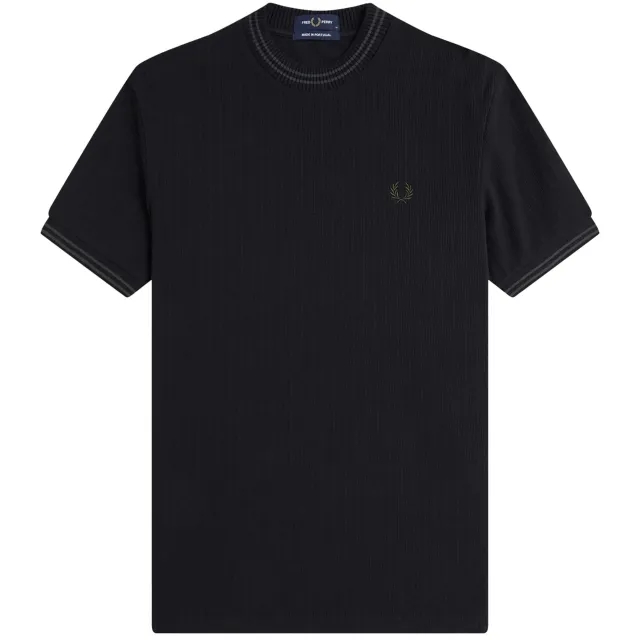 Fred Perry Ribbed Jersey T-Shirt - Black