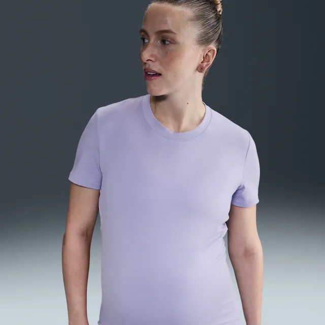 Nike (M) One Women's Dri-FIT Slim-Fit Short-Sleeve Top (Maternity) - Purple - Polyester/Elastane