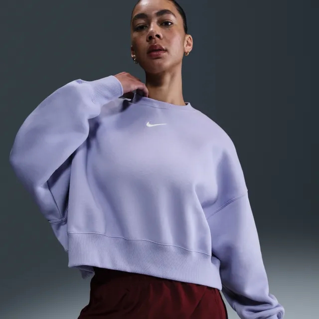 Nike Sportswear Phoenix Fleece Women's Over-Oversized Crew-Neck Sweatshirt - Purple - Cotton/Polyester
