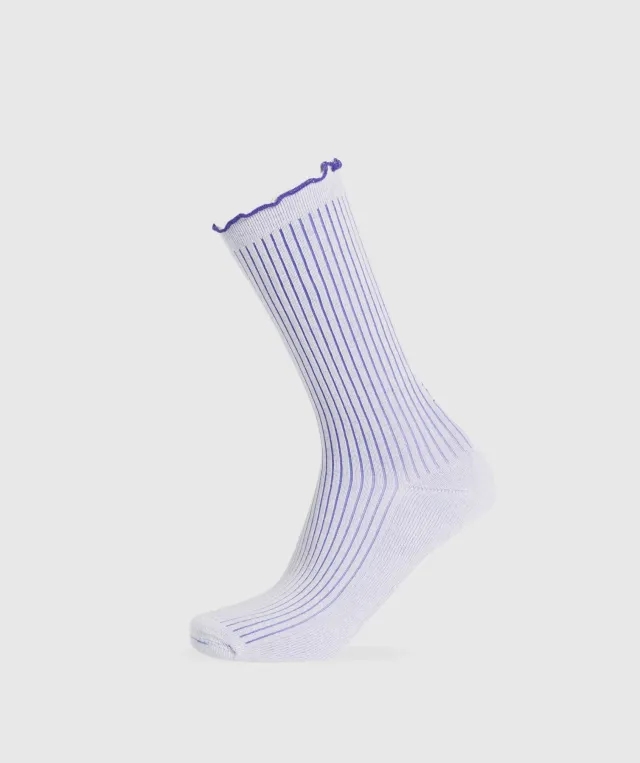 Gymshark Frill Crew Single Sock - Fresh Lilac/Cobalt Purple