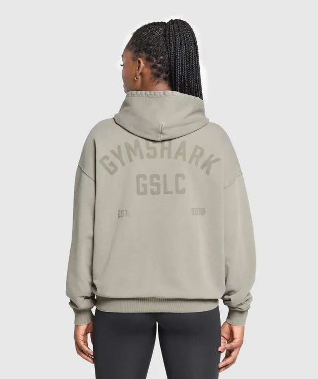 Gymshark 66 Washed Graphic Oversized Hoodie - Linen Brown