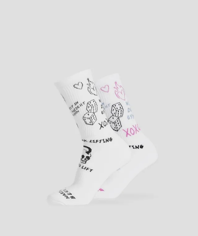 Gymshark Character Combi Crew 2pk - White/Black/Winning Pink/Classic Blue