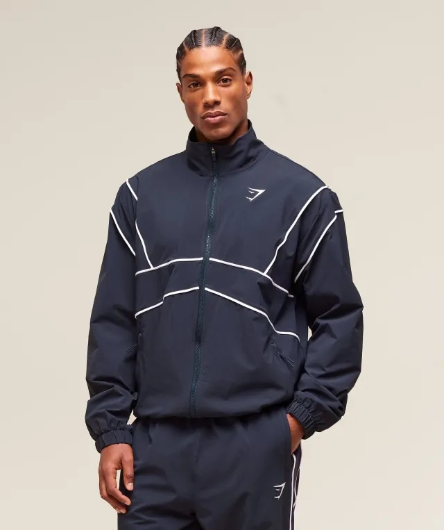 Gymshark Retro Crinkle Track Jacket - Heavy Blue