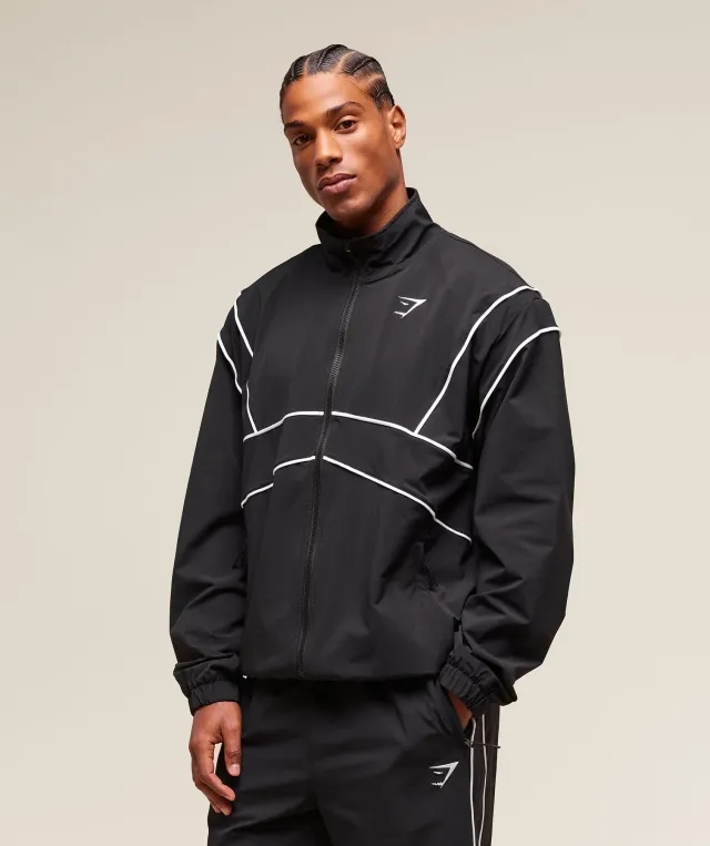 Gymshark Retro Crinkle Track Jacket - Black