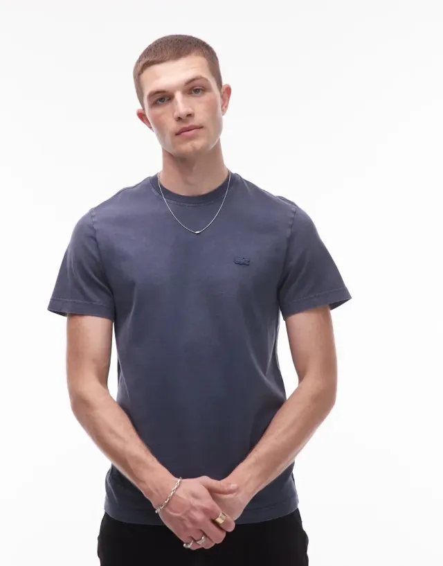 Lacoste Washed Effect Heavy Jersey T-shirt - Mineral Blue
