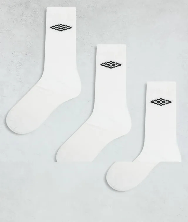 Umbro 3 Pack Crew Socks In White