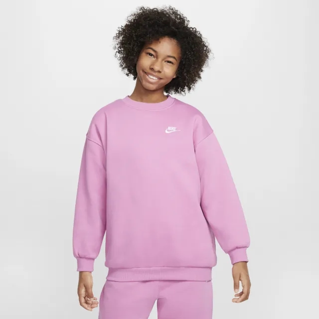 Nike Sportswear Club Fleece Older Kids' Oversized Sweatshirt - Pink - Cotton/Polyester