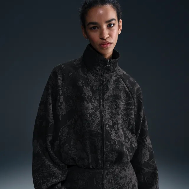 Nike Sportswear Collection Women's Oversized Jacquard Tracksuit Jacket - Black - Polyester/Elastane