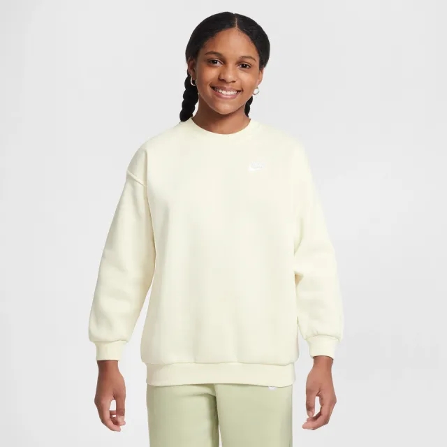 Nike Sportswear Club Fleece Older Kids' Oversized Sweatshirt - White - Cotton/Polyester
