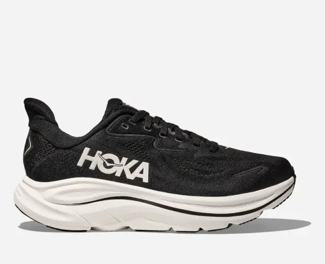 HOKA Women's Clifton 10 Road Running Shoes in Black/White