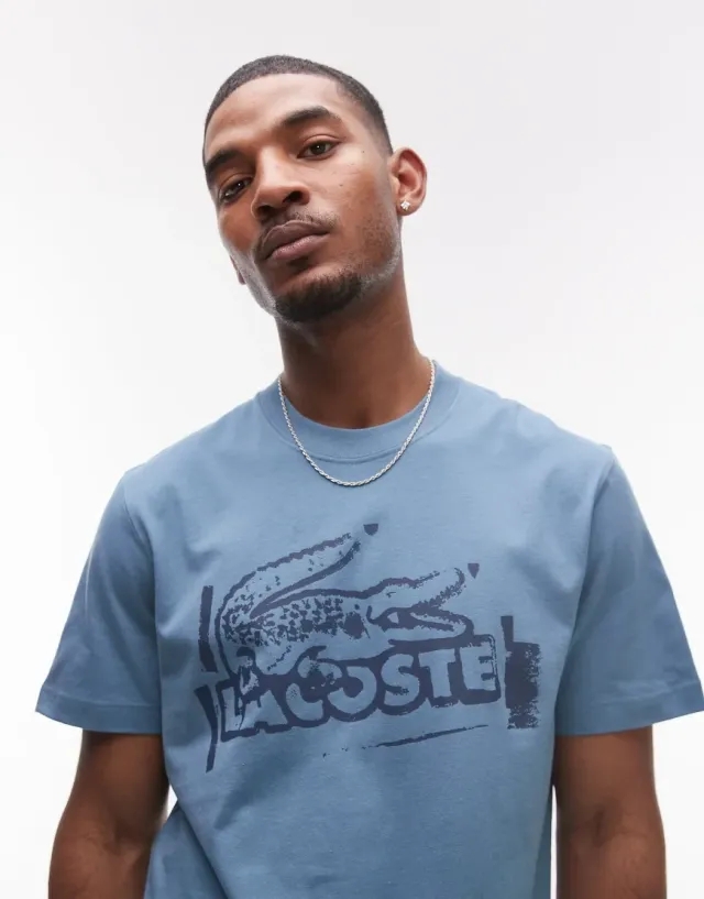 Lacoste Printed Cotton Jersey T-shirt - Blue