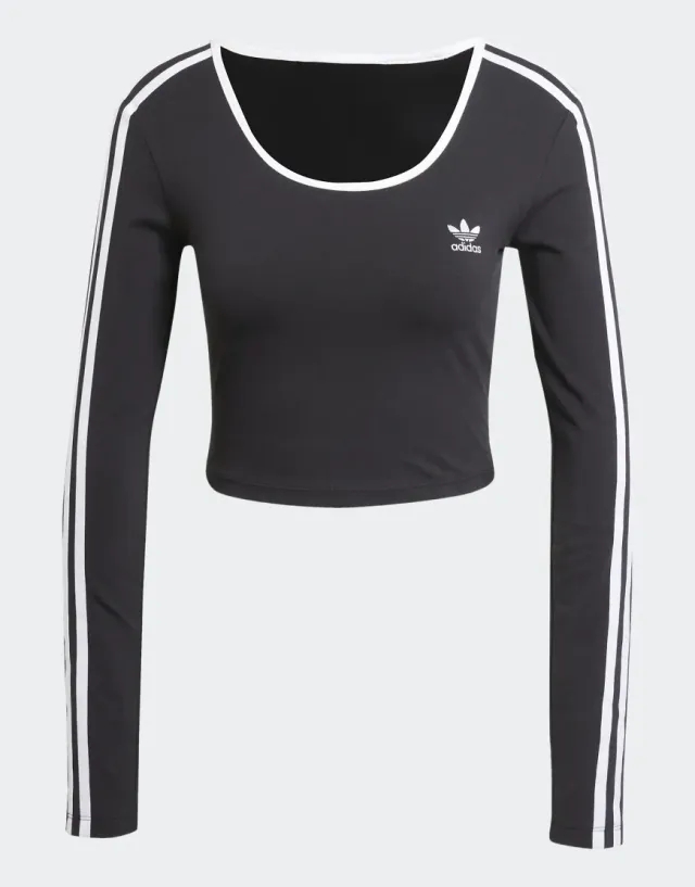 adidas Originals Top Adidas Adicolor 3 Stripes Long Sleeve Crop Black S