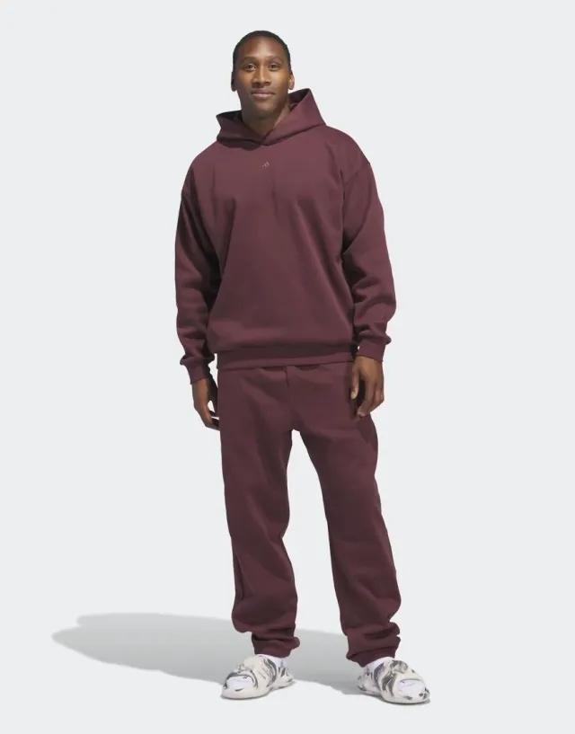 Adidas Performance Adidas Basketball Fleece Hoodie (Gender Neutral) In Aurora Ruby / Brown-Red