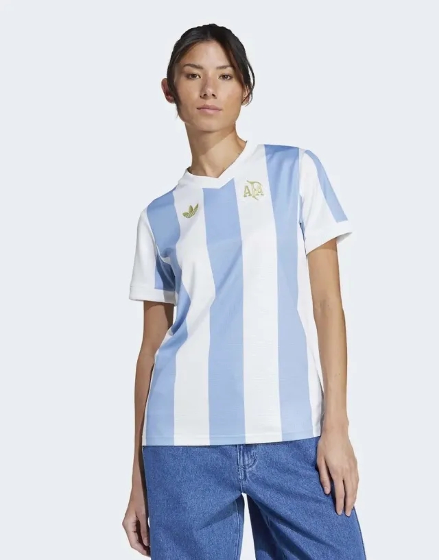 Adidas Performance Argentina Anniversary Jersey In Ambient Sky / Cloud White-Blue