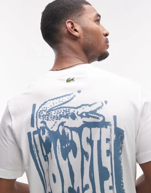 Lacoste Cotton Jersey Graphic T-shirt - White / Blue