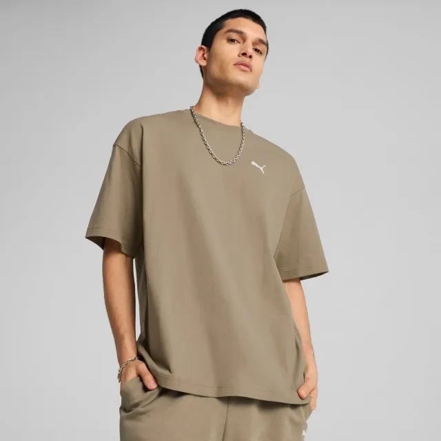 PUMA Wardrobe Ess Oversized T-Shirt Men, Velvet Moss, size Large