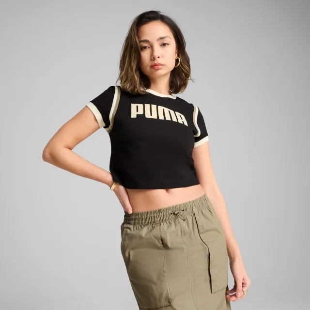Future.PUMA.Archive Graphic Baby T-Shirt Women, Black/Alpine Snow, size Large
