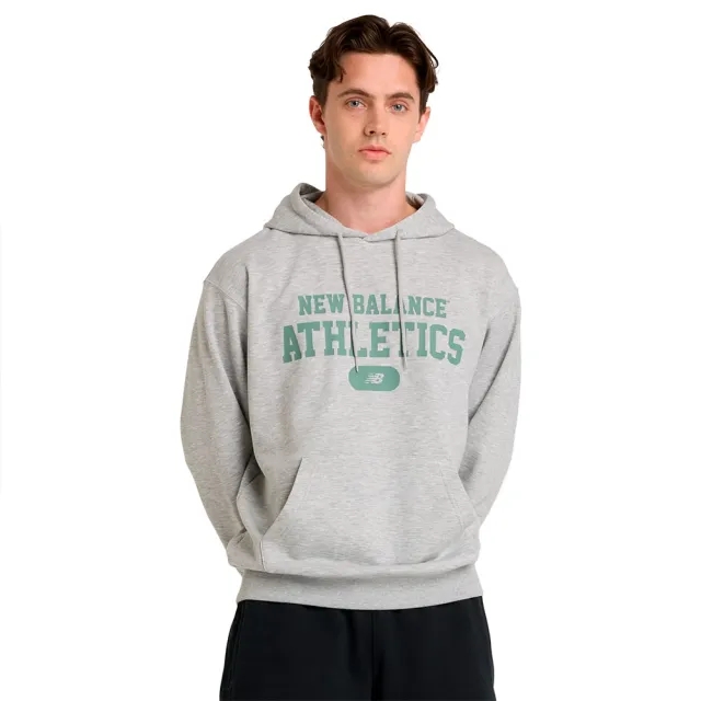 New Balance Men's Heritage French Terry Graphic Hoodie in Grey Cotton