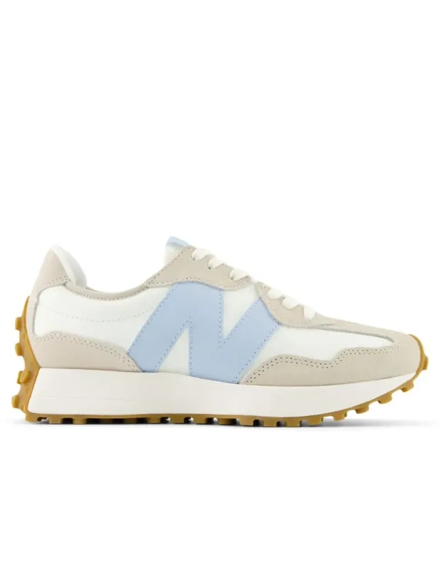 New Balance Women's 327 in Grey/White/Blue Suede/Mesh