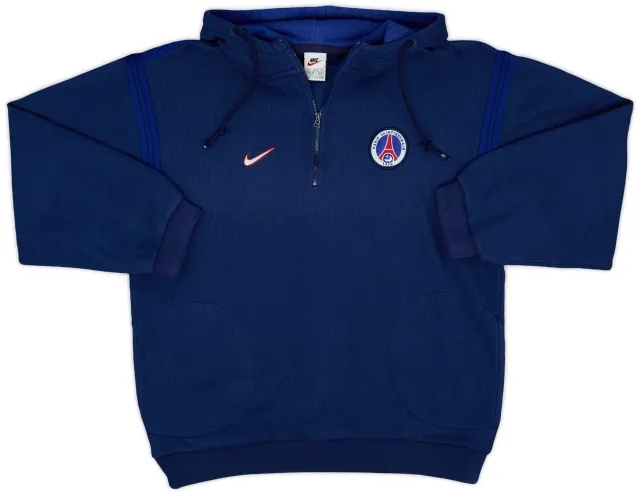 1998-99 Paris Saint-Germain Nike 1/4 Zip Hooded Sweat Top - 8/10 - (L)