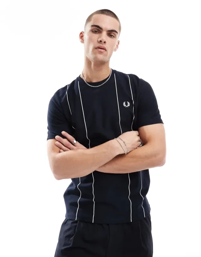 T-Shirt Fred Perry Pinstripe T-Shirt Navy S