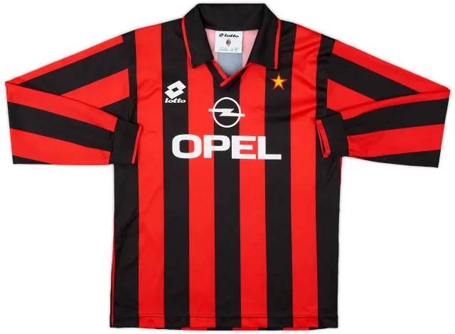 1994-95 AC Milan Basic Home L/S Shirt - 9/10 - (XL.Boys)