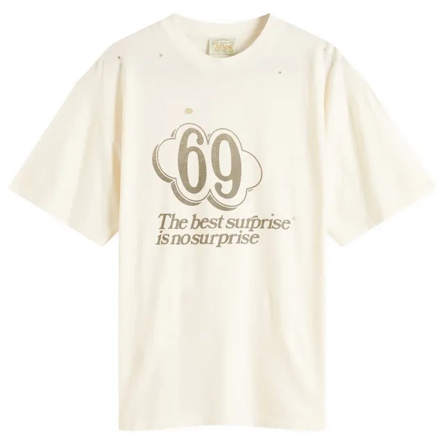 Aries Men's Destroyed 69 T-Shirt Ecru