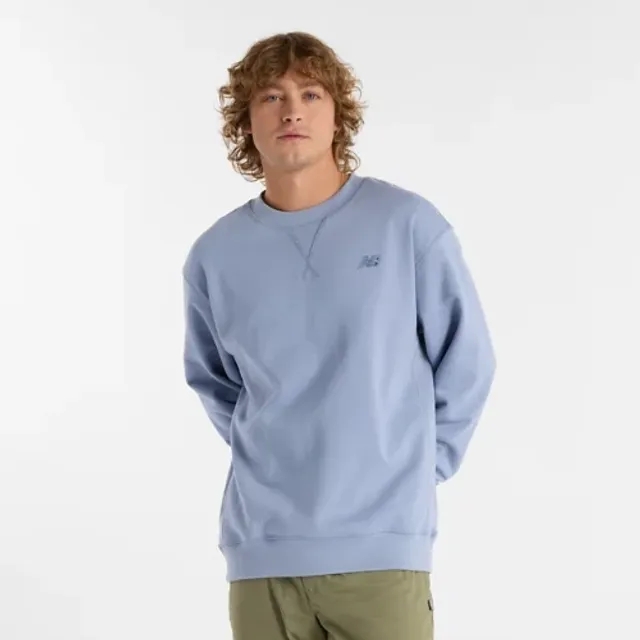 New Balance Men's Athletics French Terry Crew in Blue Cotton