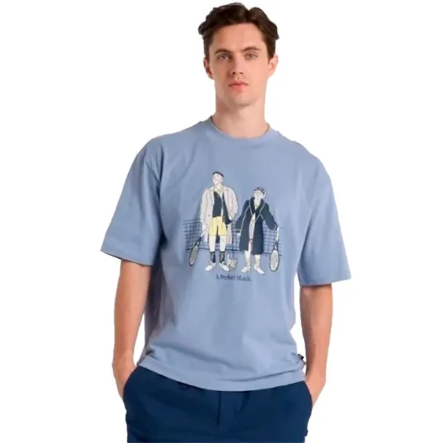 New Balance Men's A Perfect Match Tennis T Shirt in Blue Cotton Jersey