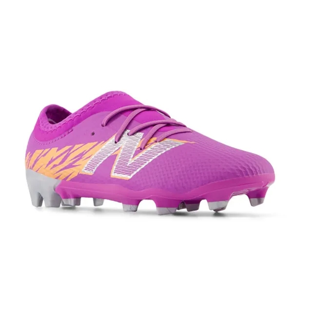New Balance Kids' FURON TEAM JNR FG V8 in Purple/Orange/Grey Synthetic