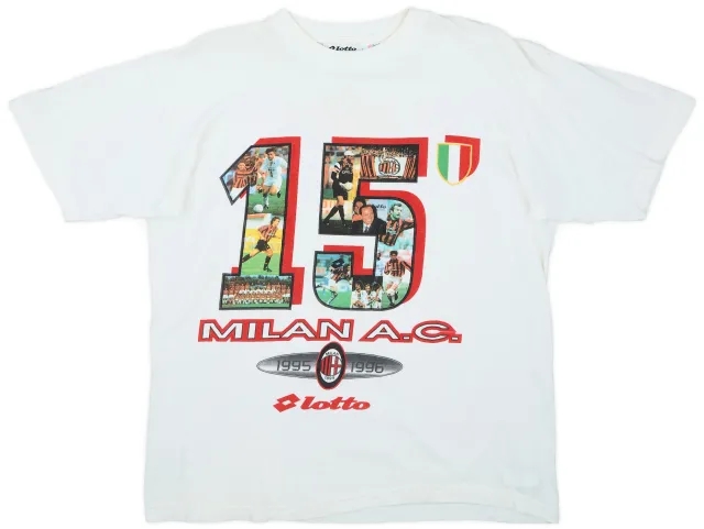 1995-96 AC Milan Lotto Graphic Tee - 7/10 - (M)