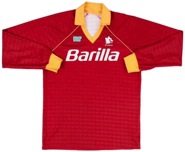 1990-91 Roma Home L/S Shirt - 8/10 - (L)