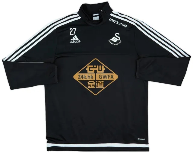 2015-16 Swansea City adidas Player Issue 1/4 Zip Drill Top #27 - 7/10 - (L)