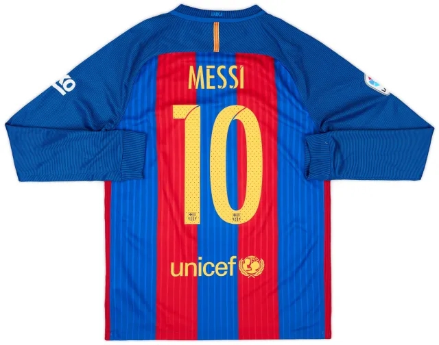 2016-17 Barcelona Home L/S Shirt Messi #10 - 10/10 - (S)