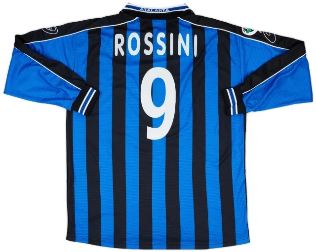 2000-01 Atalanta Match Issue Home L/S Shirt Rossini #9
