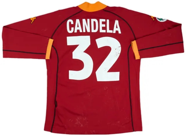 2001-02 Roma Match Issue Home L/S Shirt Candela #32