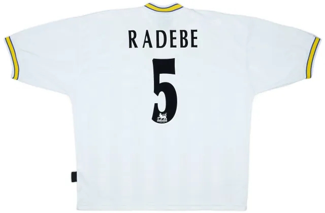 1996-98 Leeds United Home Shirt Radebe #5 - 8/10 - (XL)