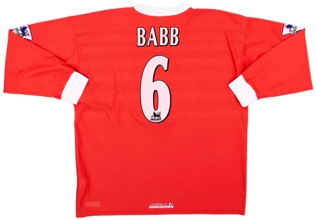 1998-00 Liverpool Match Issue Home L/S Shirt Babb #6
