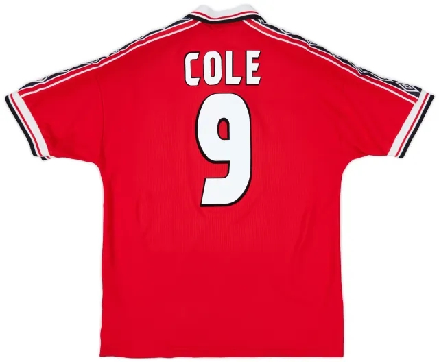 1998-00 Manchester United Home Shirt Cole #9 - 8/10 - (L)