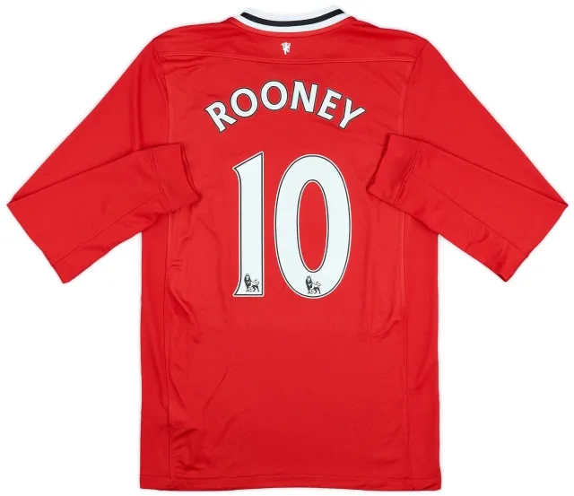 2011-12 Manchester United Home L/S Shirt Rooney #10 - 9/10 - (S)