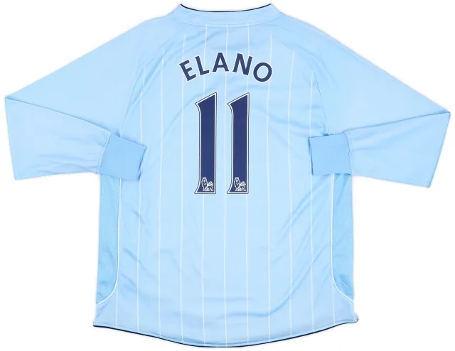 2007-08 Manchester City Home L/S Shirt Elano #11 - 8/10 - (XL)