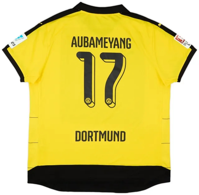 2015-16 Borussia Dortmund Home Shirt Aubameyang #17 - 8/10 - (XXL)