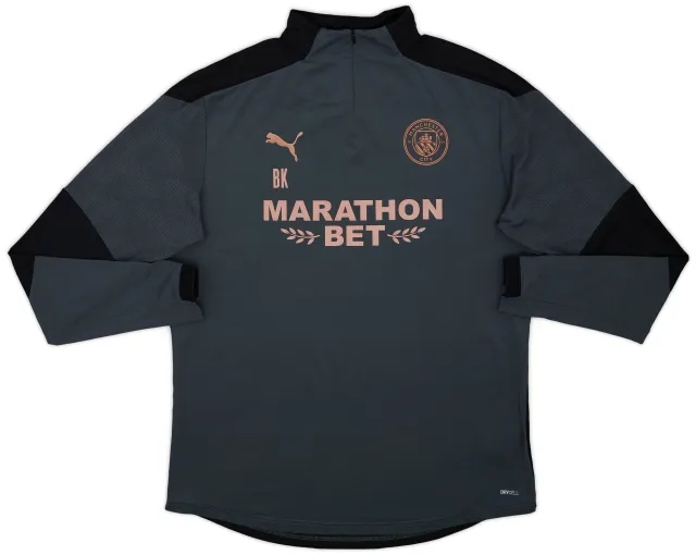 2019-20 Manchester City Staff Issue Puma 1/4 Zip Drill Top BK - 8/10 - (XL)