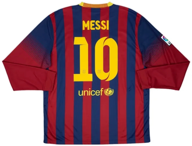 2013-14 Barcelona Home L/S Shirt Messi #10 (XL)