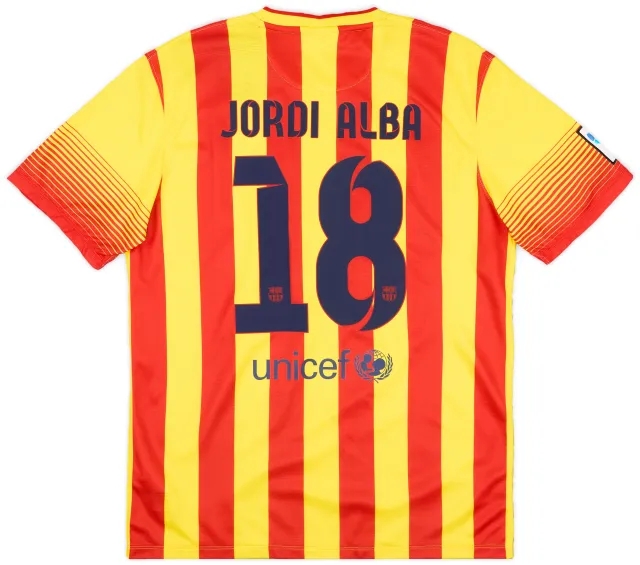 2013-14 Barcelona Away Shirt Jordi Alba #18 (L)