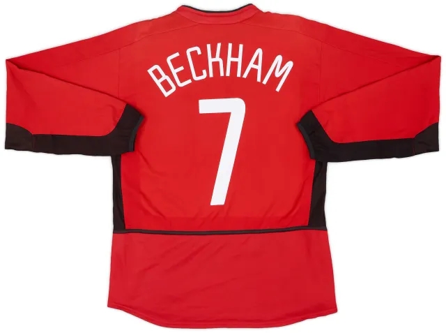 2002-04 Manchester United Home L/S Shirt Beckham #7 - 6/10 - (M)