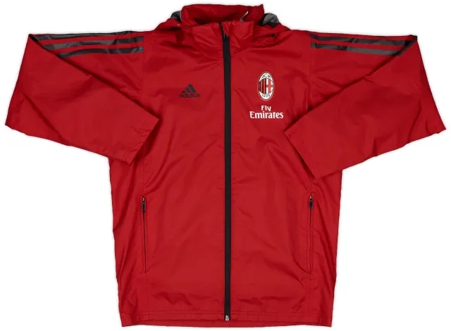 2017-18 AC Milan adidas Hooded Rain Jacket - 9/10 - (M.Boys)