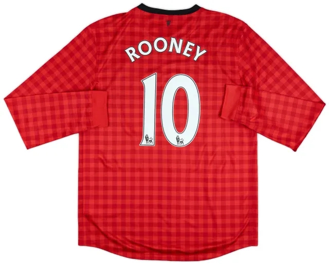 2012-13 Manchester United Home L/S Shirt Rooney #10 - 9/10 - (L)